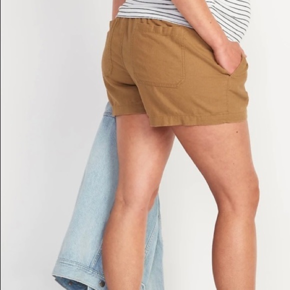 NWOT Maternity RollOver Waist Linen Shorts- large - Picture 2 of 5
